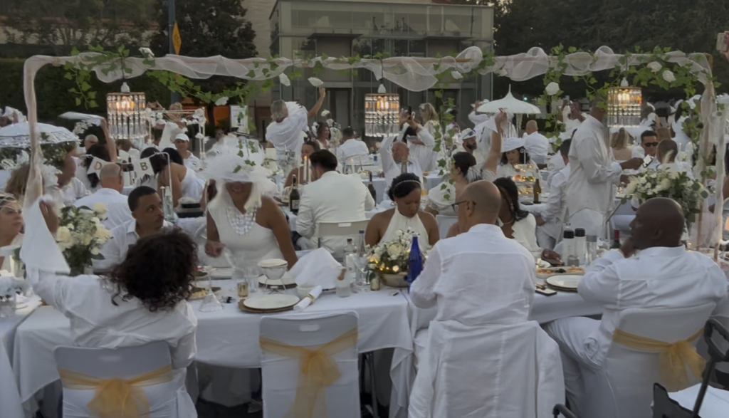 This group wins for not only  that fabulous table structure, but for decorating their chairs with ribbons! Photo by Karen Salkin.